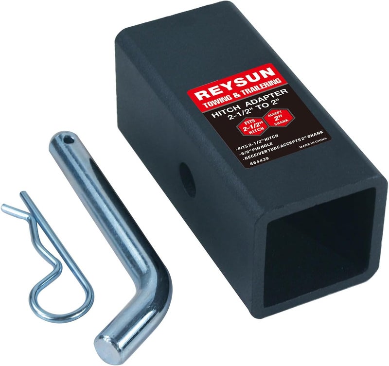 REYSUN Trailer Hitch Adapter Hitch Reducer Sleeve from 2-1/2 inch to 2 inch, with Hitch Pin and Clip - Image 4